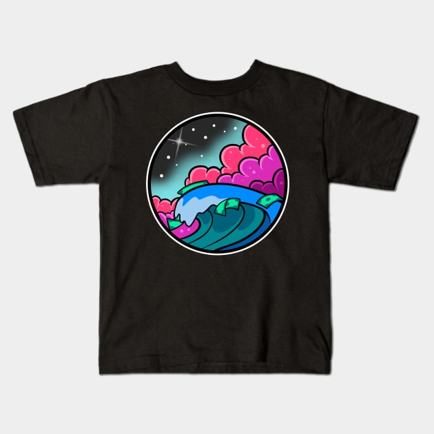 beatiful waves Kids T-Shirt by Behold Design Supply